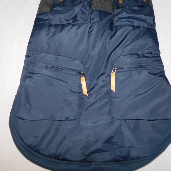 Bailey & Bella 2XL navy Blue Orange Fleece Lined Dog Jacket Coat New w Tags - Picture 3 of 9